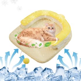 U-Shaped Cooling Pad For Cats And Dogs - Cat And Dog Neck Sleeping Pad, Summer Ice Feeling U-Shaped Headrest With Non-Slip Base, Washable Scratch (Color: Yellow)